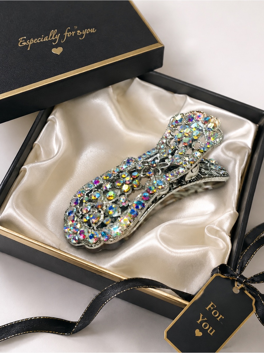 ✨ Vintage European Rhinestone Hair Clip | Silver Tone ✨
